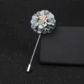 Élégante broche longue épingle à fleur en tissu gris pour femme accessoire pull chic - Vert clair