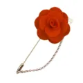 Oranger Stoff Rosen Anstecknadel Lange Nadel Kette Brosche Hochzeit Trauzeuge Accessoire - Orange