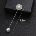 Vintage Pearl Long Lapel Pin Retro Stick Pin Suit Decorative Brooch Accessories 7.5cm - Silver Shell
