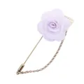 Elegante Stoffrosen Brosche mit langer Metallnadel und Kette, perfektes Hochzeitsaccessoire. - Weiß