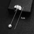 Elegant silver ginkgo leaf pearl long stick pin brooch for men fashion suit accessories. - Silver Ginkgo Leaf