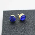 Koreanischer Stil minimalistische runde Strass Reversnadel Anzug Hemd Kragen Brosche Schmuck - Dunkelblaue Strasssteine (Goldene Basis), 1 Paar