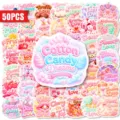 Cute pink waterproof stickers pack 50pcs, aesthetic candy decorative diary luggage decal. - Sweet Heart Candy Style (T01043618) / 50 Pieces/Pack