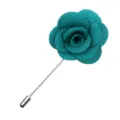 Türkis Stoff Kamelie Blume Anstecknadel mit langem Metallstab für Herren Anzüge 4cm - Seegrün