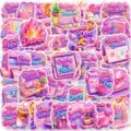50pz adesivi impermeabili estetici rosa motivazionali per laptop e bottiglia d'acqua - Stile Inspiratore Cartone Animato Rosa Viola (T01043621) / 50 Fogli