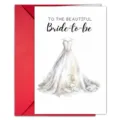Vista detallada de tarjeta de felicitación de boda con diseño de vestido de novia acuarela. - 1 Hoja