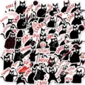 Funny black cat sticker pack, waterproof vinyl funny meme decals for laptop, water bottle, journal. - Funny Black Cat (T01043579) / 50 Sheets