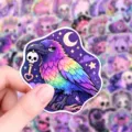 Dreamy purple gothic animal sticker featuring a colorful raven with a skull key and moon. - Dreamy Purple Gothic Dark Animal Style (T01043674) / 50 Sheets