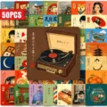 Nahaufnahme Detail der retro japanischen Showa-Stil dekorativen Aufkleber mit Illustrationen. - Retro Japanisch Showa Landschaft Stil (T01043573) / 50 Blatt