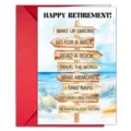 Retirement greeting card set with red envelope beach wooden sign design for warm wishes wholesale - 1 Sheet