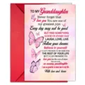 Carte de vœux petite-fille papillon rose avec enveloppe rouge, design chaleureux et émouvant. - Thème Papillon Rose Petite-fille (T020402633) / Lot de 10 feuilles