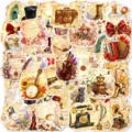 Lot d'autocollants décoratifs rétro vintage pour journal de scrapbooking et art. - Style Vintage Européen Vieilli (T01043593) / Lot de 50 pièces
