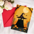 Carte de voeux Halloween avec enveloppe rouge design mignon fantome citrouille variante lot - Style de Lanterne Citrouille Fantôme (T020402615)