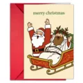 Lustige Weihnachtskarte mit rotem Umschlag, humorvolles Feiertagskartendesign für Geschenke. - 1 Stück/Packung (T020402607)