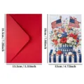 American Independence Day greeting card set with red envelope, patriotic floral design. - 1 Sheet