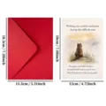 Pet sympathy greeting card detail showcasing red envelope and watercolor cat condolence card. - Cat Illustration Style (T020402360) / 1 Piece/Pack