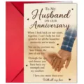 Romantic anniversary greeting card with red envelope for husband, love message gift. - Single Pack (With Red Envelope)