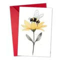 Dettaglio biglietto d'auguri ape fiore acquerello, stile natura disegnato a mano con busta rossa. - Stile 2 (T020402573)