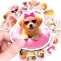 Cute pink puppy stickers waterproof cute animal stickers for DIY journal scrapbooking - 50 Sheets / Pink Pet Series (T01043528)