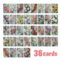 36pcs vintage oil painting floral cards fresh botanical bookmarks for journal gift writing memo - 36 Pieces/Pack