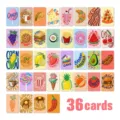 Set of 36 cute food fruit dessert cognitive learning flash cards, educational gift toy. - 36 Pieces/Pack