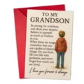 Tarjeta de felicitación inspiradora para nieto con sobre rojo y texto emotivo vista detallada - 1 Juego (Con Sobre Rojo)