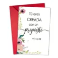 Inspirational floral greeting card set with red envelope, perfect for custom handwritten messages. - Tú eres amada (Romanos 5:8)