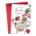 Bellissimo biglietto d'auguri natalizio con illustrazioni di champagne e cocktail. - Festeggiamenti con Champagne (T020402586)