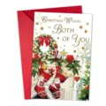Exquisite Christmas greeting card with red envelope, fireplace and nutcracker design. - Warm Fireplace Nutcracker (T020402583)