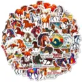 Vue détaillée de l'ensemble d'autocollants chevaux sauvages colorés et citations. - Style 1 (T01043120) / 56 Pièces/Paquet