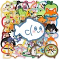 Cute cartoon animal fruit transparent PET stickers set creative dialogue box stickers pack - Cartoon Animal Fruit Speech Bubble Style (T01043427) / 50 Sheets/Pack