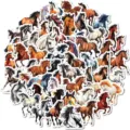56pcs autocollants chevaux sauvages esthétiques en vinyle étanche pour carnet ordinateur - Style 2 (T01043121) / 56 Pièces/Paquet