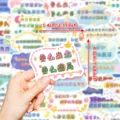 Motivational sticker detail shot, inspirational quote design, waterproof journal decoration art. - Motivational Learning Series (T01040810) / 50 Pieces Pack