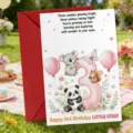 Süße Aquarell Tier Geburtstag Grußkarte und Umschlag Set für Mädchen Party Geschenke. - Mädchen 3. Geburtstag Stil (T020402297) / 10 Blatt Set