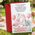 Vue détaillée d'une carte de voeux 9e anniversaire enfants avec animaux et enveloppe. - Style Anniversaire Fille 9 Ans (T020402503) / Lot de 10 feuilles