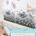 Blue hydrangea wall sticker baseboard removable floral PVC decal for home decor 42.5x14.5in - Forget-me-not Fence (68023) / Large