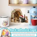 Adesivo murale di Natale gatto carino topi porta delle fate rimovibile impermeabile in vinile decoro. - Bacche e Luci Invernali / Medio