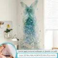 Butterfly floral wall sticker blue rose botanical wall decor removable home decal 18.9x35.8in - Jade Rainbow (68032) / Large