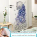 Autocollant porte fleurs bleues papier peint adhésif décoration maison papillon 46x90cm - Cascade Violette / Grand (46x90cm)