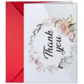 Beautiful greeting card with watercolor floral wreath and thank you text for special occasions. - Watercolor Floral Thank You Style (T020402523)
