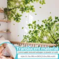 Green tree leaf wall sticker translucent wallpaper mural home room decor size 31.5x23.6 inch - Forest Breath (69333) / Oversized