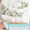 Sticker mural fleurs et oiseaux botaniques, calque translucide décoratif pour la maison. - Ciel de loisir clair / Grand