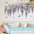 Wisteria muursticker doorzichtig materiaal bloemen muur decal voor slaapkamer woonkamer 87x48cm - Wisteria Stijl (59001) / Groot (87x48cm)