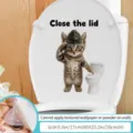 Sticker amovible pour abattant de wc chat mignon citation drôle décoration salle de bain. - Fermez le Couvercle (Chat Saluant) / Moyen