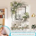Autocollant mural de fenêtre à vigne florale, décalcomanie décorative pour fond de salon. - Surdimensionné / Verdure remplissant la lueur de la fenêtre / 90x30cm (Pack de 2)