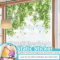 Removable green leaves window static sticker for smooth glass surfaces home decor, 83x55cm - Emerald Canopy and Shaded Gaps / Oversized