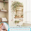 Stickers muraux décoratifs de fleurs de vigne de fenêtre avec chat et plantes en pot. - Surdimensionné / Ombres florales ensoleillées / 90x30cm (Pack de 2)