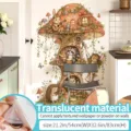Adorable sticker mural de maison d'arbre champignon de dessin animé avec des animaux mignons. - Surdimensionné / Rencontre magique de champignons