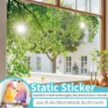 Green leaf window sticker static PVC glass film for home summer shading decor 90x67cm - Swaying Gauze and Pale Light / Oversized