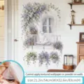 Sticker mural plantes fleurs fenêtre chat balcon papier peint décoration intérieure 54x83cm - Surdimensionné / Lieu de repos du chat des nuages / 90x30cm (Pack de 2)